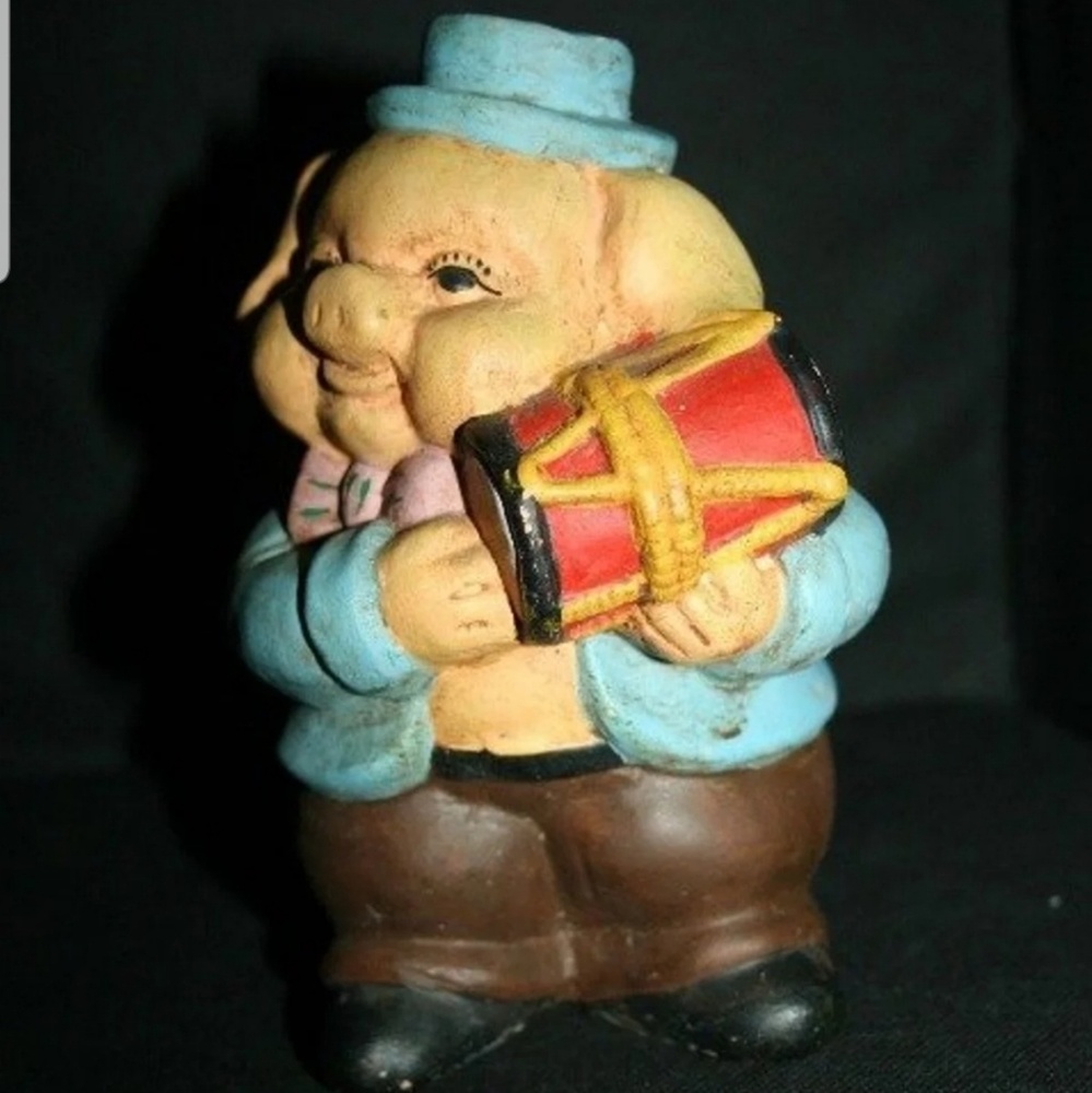Vintage old Retro Ceramic Drummer Pig Bank cute 🐖